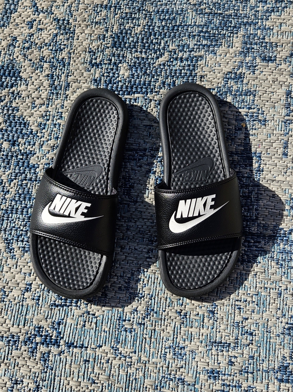 Nike Black Slides with White Swoosh - Picture 2 of 6